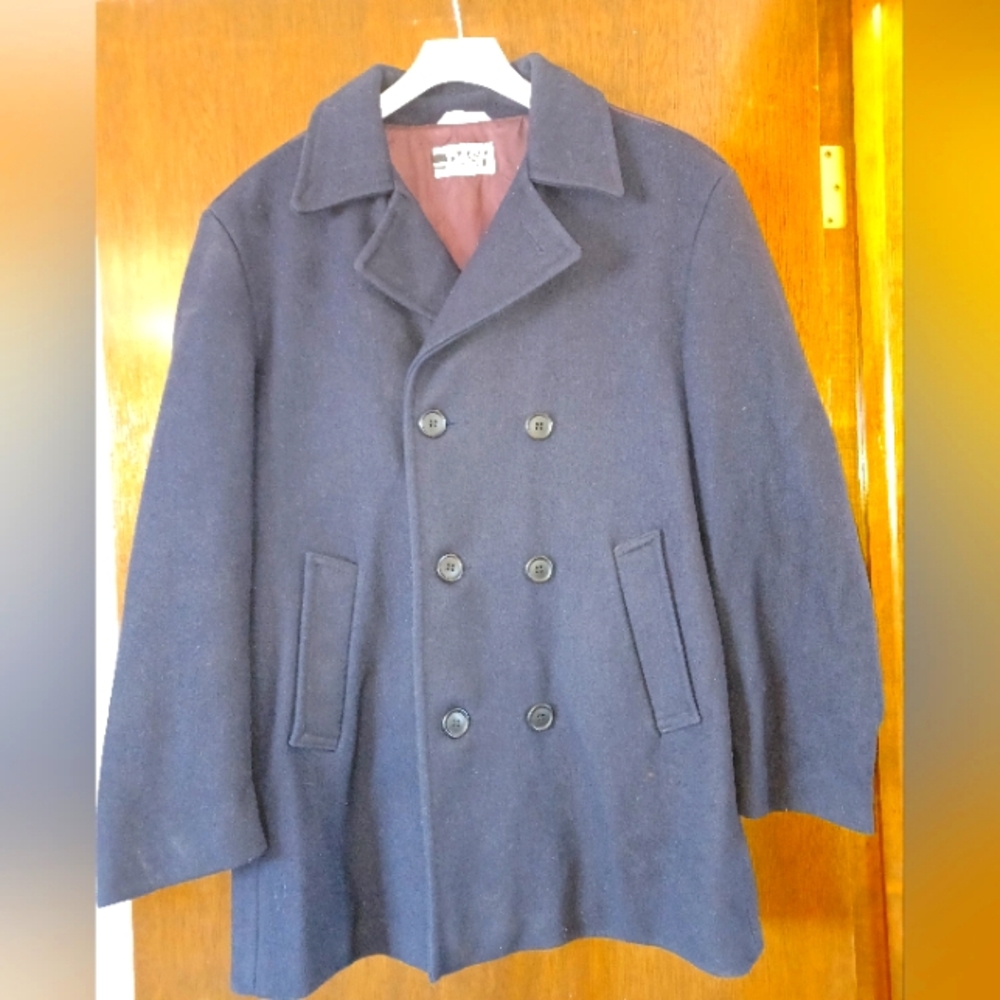 Dash Men's Size 42 Navy Wool Short Coat $50